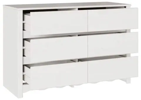 Comodă cu sertare "DRAMMEN", alb, 111x43x73,5 cm, lemn masiv pin - 5/5