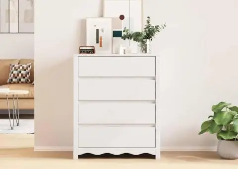 Comodă cu sertare "DRAMMEN", alb, 76,5x40x91 cm, lemn masiv pin - 4/5