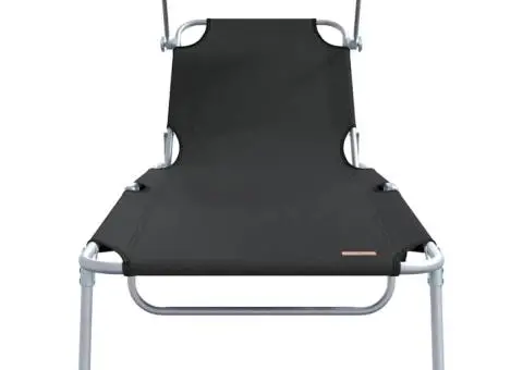 Șezlonguri Pliabile 2 buc cu Copertină Neagră din material Oxford 600D - 5/5