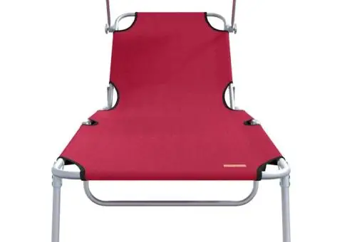 Șezlonguri pliabile 2 buc cu copertină Roșu din Textilenă 600D - 5/5