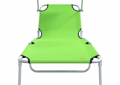 șezlonguri pliabile 2 bucăți cu copertină Verde 600D Oxford Fabric - 5/5