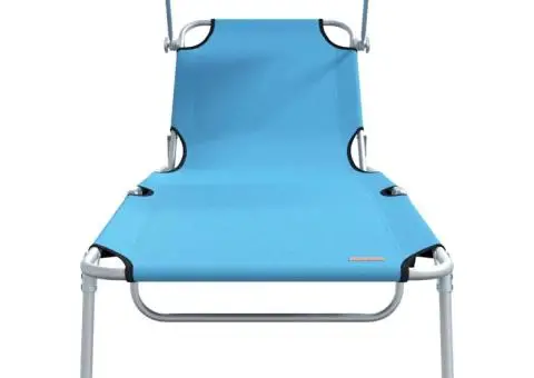 Șezlonguri pliabile 2 buc cu copertină Albastru deschis 600D țesătură Oxford - 5/5