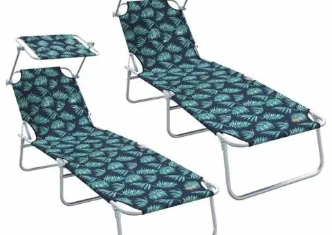 Șezlonguri pliabile 2 buc cu model cu frunze din material Oxford 600D - 2/5