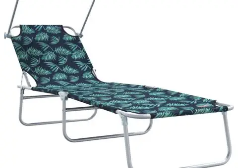 Șezlonguri pliabile 2 buc cu model cu frunze din material Oxford 600D - 4/5