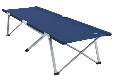 Pat de camping pliabil Albastru Metal, Textil Standard Pliabil - 2/5