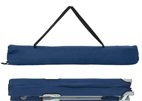 Pat de camping pliabil Albastru Metal, Textil Standard Pliabil - 4/5