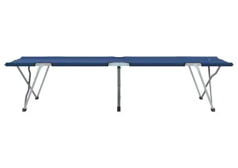 Pat de camping pliabil Albastru Metal, Textil Standard Pliabil - 5/5