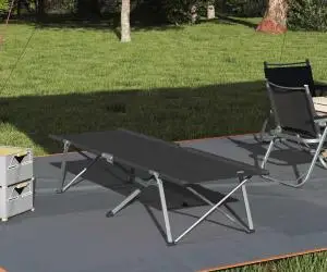 vidaXL Pat pliabil de camping cu geantă de transport Negru 600D Oxford Fabric
