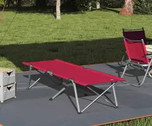 vidaXL Pat Pliabil de Camping Roșu Metal și Material Textil Standard