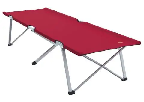 Pat Pliabil de Camping Roșu Metal și Material Textil Standard - 2/5