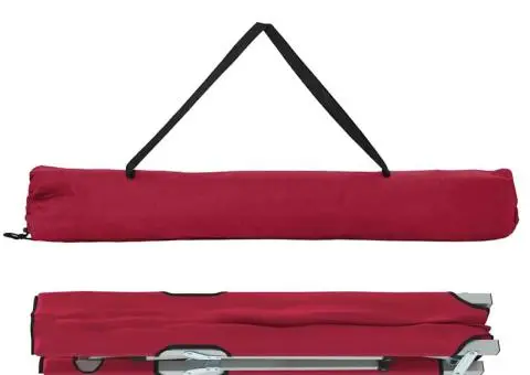 Pat Pliabil de Camping Roșu Metal și Material Textil Standard - 4/5