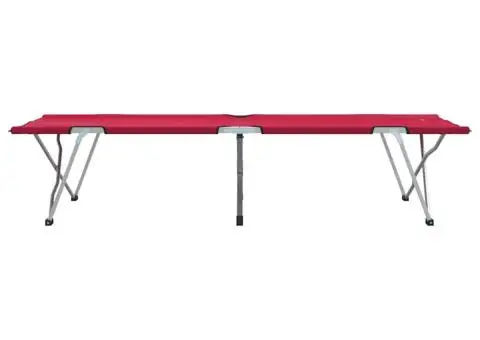 Pat Pliabil de Camping Roșu Metal și Material Textil Standard - 5/5