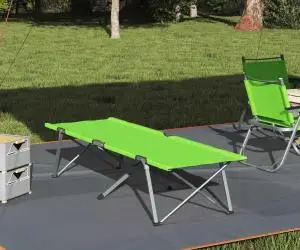 Pat Camping Pliabil Verde închis Metal, Poliester O persoană