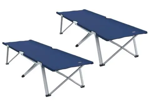 Set de pat pliabil pentru camping Albastru Material textil și metal - 2/5