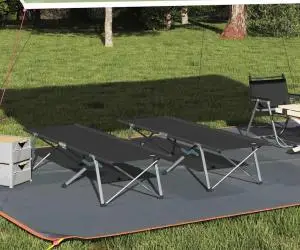 vidaXL Paturi de Camping 2 buc cu geantă de transport Negru Țesătură Oxford 600D