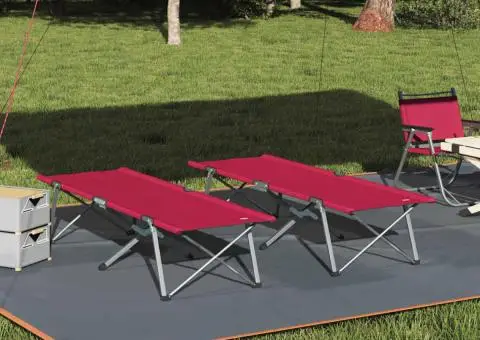 Pat pliabil de relaxare Roșu Metal, țesătură Standard Pliabil - 1/5