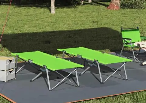 Pat pliabil de camping Verde închis - 1/5