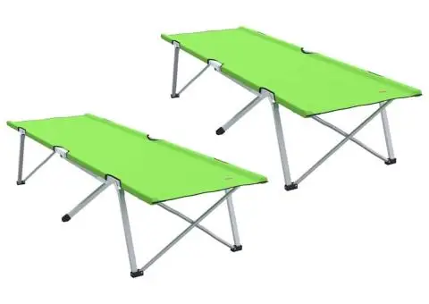 Pat pliabil de camping Verde închis - 2/5