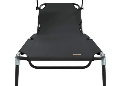 Șezlong pliabil cu copertină Negru 600D material Oxford - 4/5