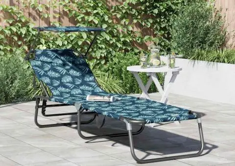 Șezlong pliabil cu imprimeu cu frunze din țesătură Oxford 600D - 1/5