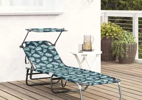 Șezlong pliabil cu imprimeu cu frunze din țesătură Oxford 600D - 3/5