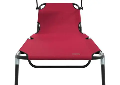 Șezlonguri pliabile 2 buc cu copertină Roșu 600D Oxford Fabric - 5/5