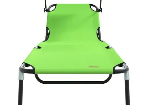 2 șezlonguri pliabile cu copertină Verde țesătură Oxford 600D - 5/5