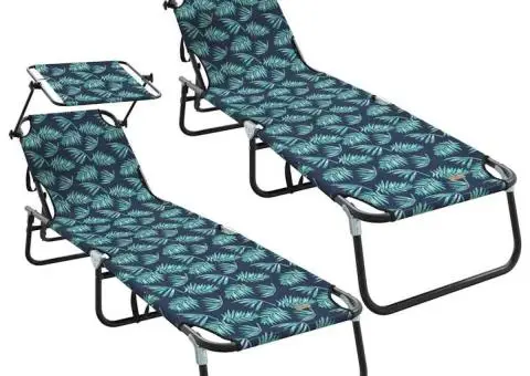 Șezlonguri pliabile 2 pcs cu print cu frunze din țesătură Oxford 600D - 2/5