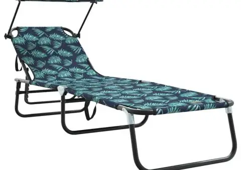 Șezlonguri pliabile 2 pcs cu print cu frunze din țesătură Oxford 600D - 4/5