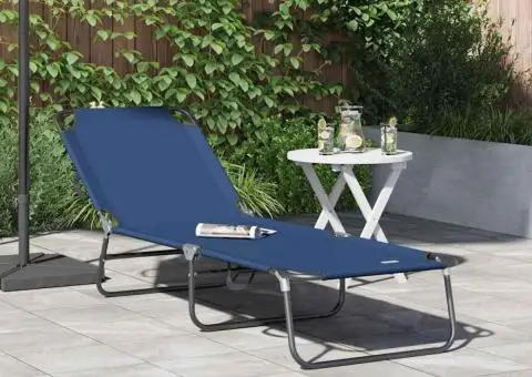 Șezlong pliabil portabil Albastru 600D Oxfor Fabric - 1/5