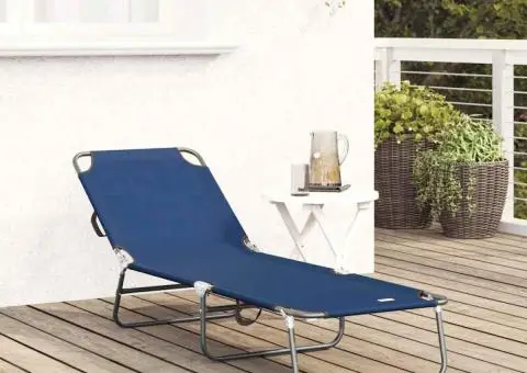 Șezlong pliabil portabil Albastru 600D Oxfor Fabric - 3/5