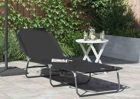 Șezlong pliabil Negru 600D - 1/5