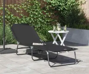 vidaXL Șezlong pliabil Negru 600D