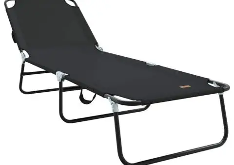 Șezlong pliabil Negru 600D - 2/5