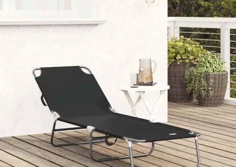 Șezlong pliabil Negru 600D - 3/5