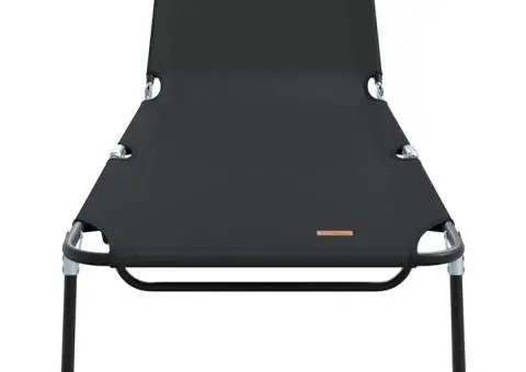 Șezlong pliabil Negru 600D - 4/5