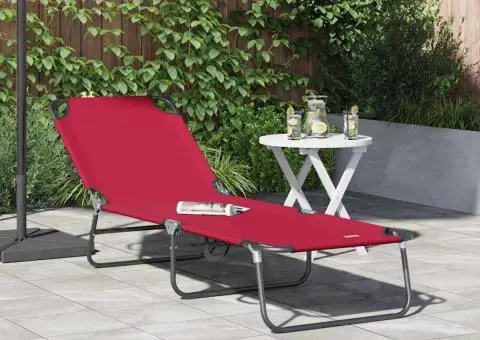 Șezlong pliabil portabil roșu din țesătură Oxford 600D - 1/5