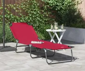 vidaXL Șezlong pliabil portabil roșu din țesătură Oxford 600D
