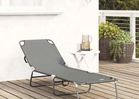 Lounge pliabil portabil Gri din material Oxford 600D - 3/5