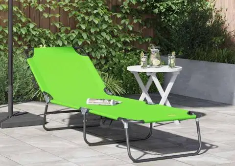 Șezlong pliabil portabil verde din țesătură Oxford 600D - 1/5