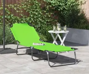 vidaXL Șezlong pliabil portabil verde din țesătură Oxford 600D