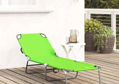 Șezlong pliabil portabil verde din țesătură Oxford 600D - 3/5