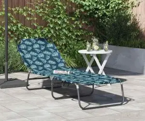 vidaXL Șezlong pliabil cu model de frunze din 600D Oxford