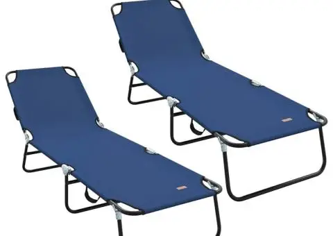 Set 2 șezlonguri pliabile Albastru 600D Material Oxford - 2/5