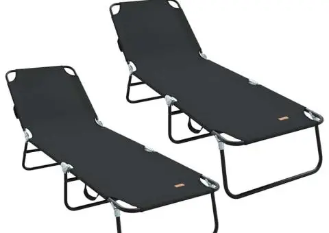 Șezlong pliant 2 buc. Portabil Negru 600D țesătură Oxford - 2/5