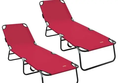 Șezlong pliabil 2 piese portabil roșu din țesătură Oxford 600D - 2/5