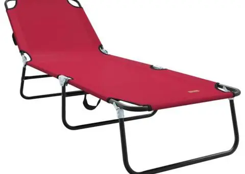 Șezlong pliabil 2 piese portabil roșu din țesătură Oxford 600D - 4/5