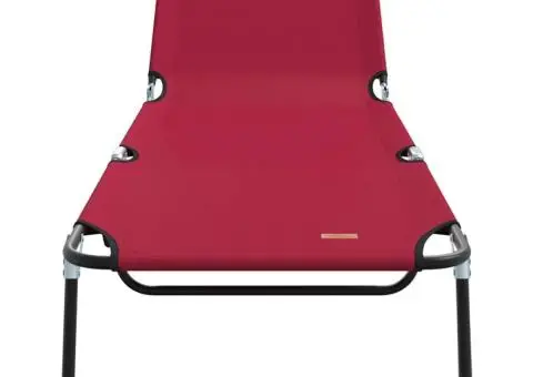 Șezlong pliabil 2 piese portabil roșu din țesătură Oxford 600D - 5/5