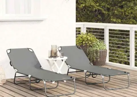 Șezlong pliabil 2 pcs Portabil Gri 600D Fabric Oxford - 3/5