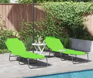 vidaXL Șezlong pliabil 2 piese portabil din țesătură Oxford verde 600D